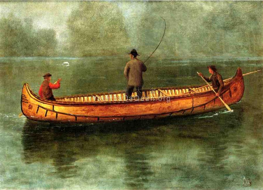Fishing from a Canoe - 阿尔伯特·比尔施塔特